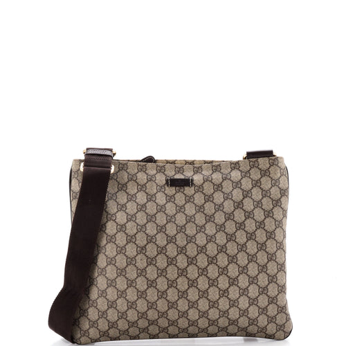 GUCCI Zip Top Messenger Bag GG Coated Canvas Large