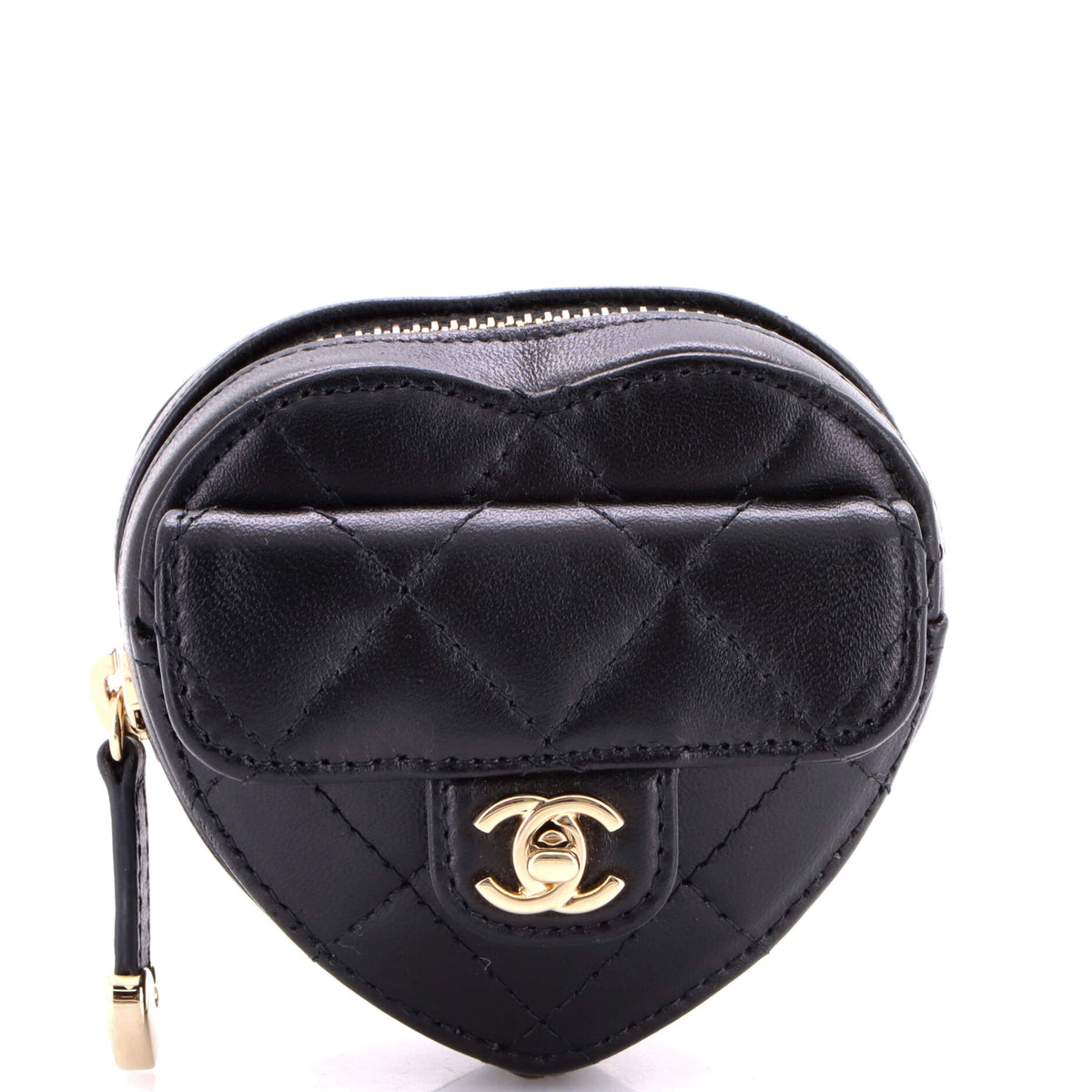 Chanel CHANEL CC in Love Heart Arm Zip Coin Purse Quilted Lambskin