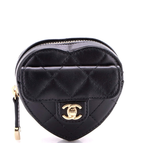 CHANEL CC in Love Heart Arm Zip Coin Purse Quilted Lambskin