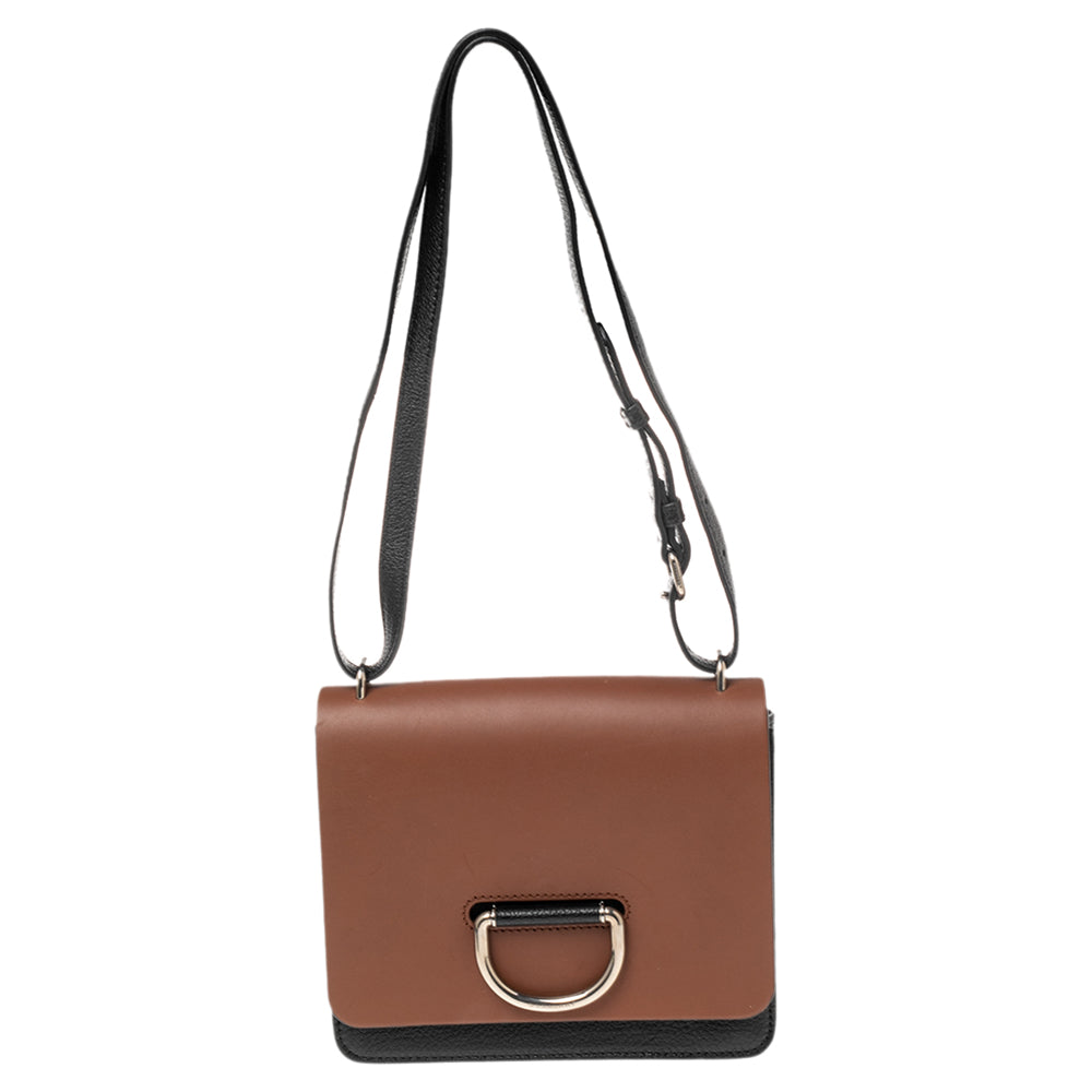 Burberry Brown/Black Leather Small D-Ring Shoulder Bag