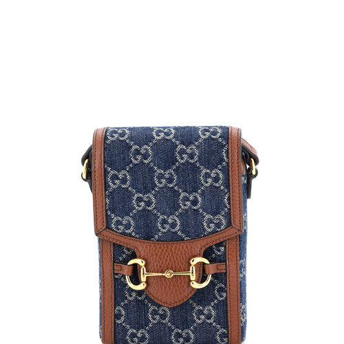 GUCCI Horsebit 1955 Crossbody Bag GG Denim Mini