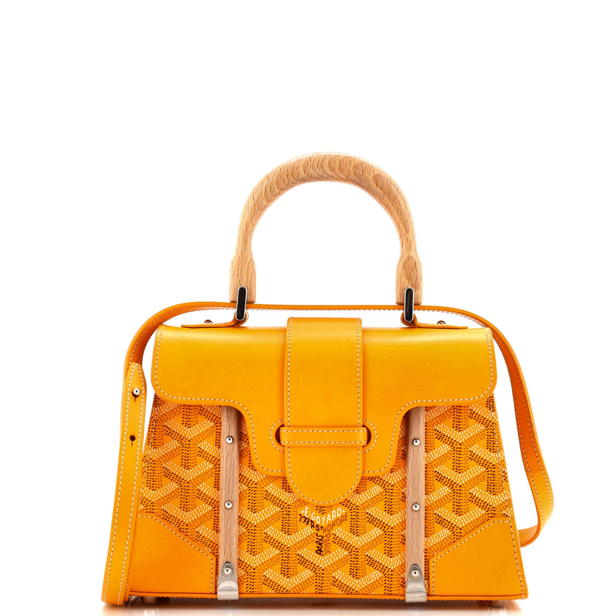 Goyard GOYARD Structured Saigon Top Handle Bag Coated Canvas with Leather Mini