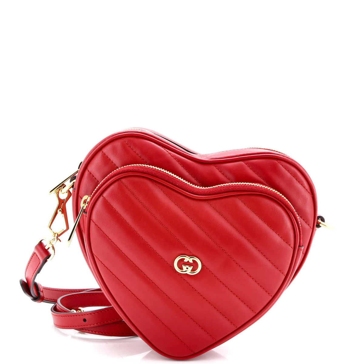 Gucci GUCCI Interlocking G Heart Shoulder Bag Diagonal Quilted Leather Mini