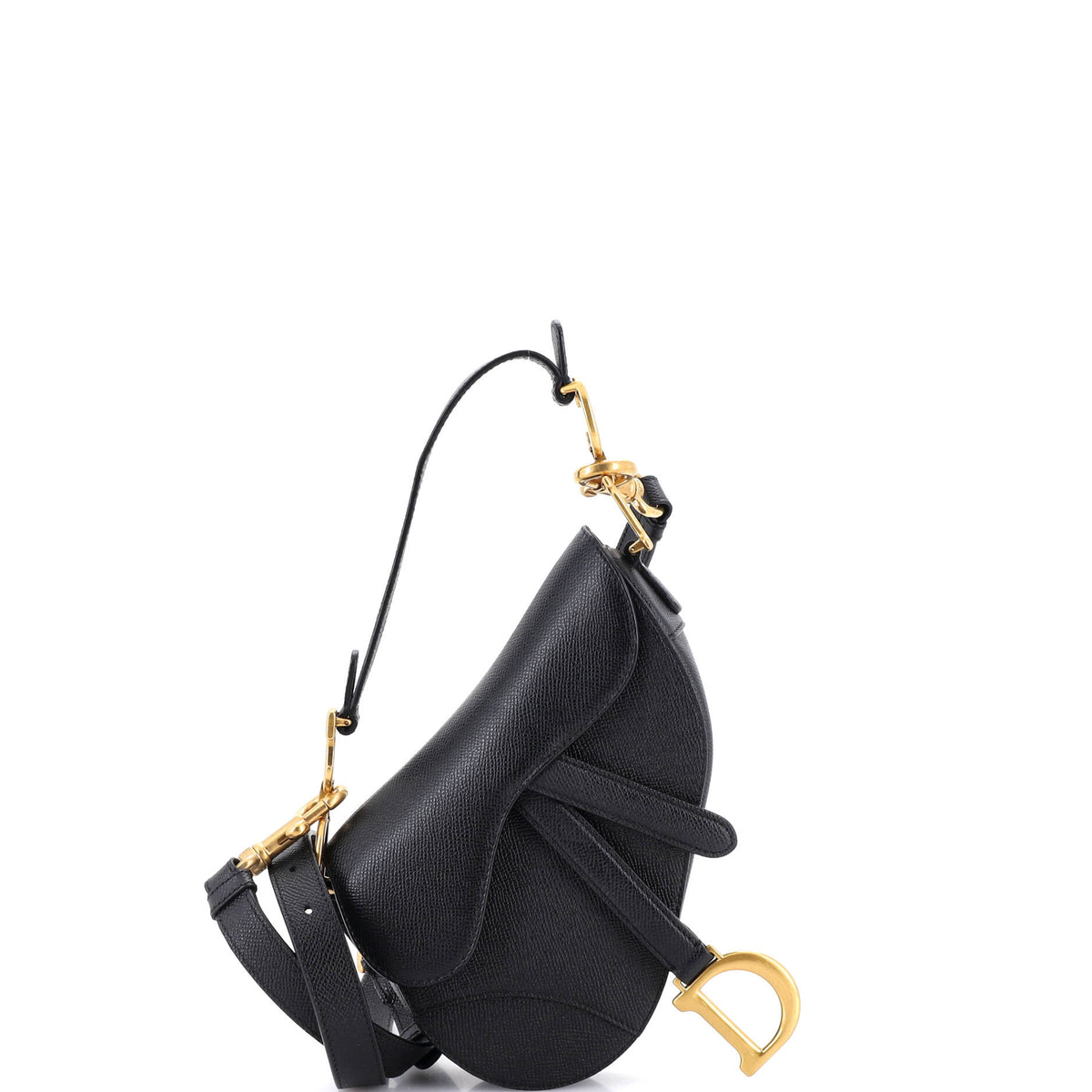 Christian Dior Saddle Handbag with Strap Leather Mini