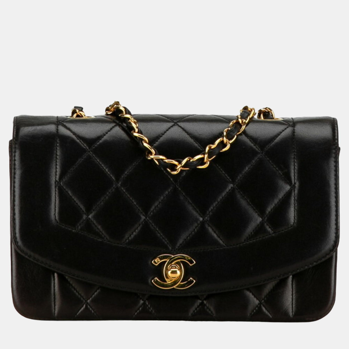Chanel Black Leather Vintage Diana Shoulder Bag