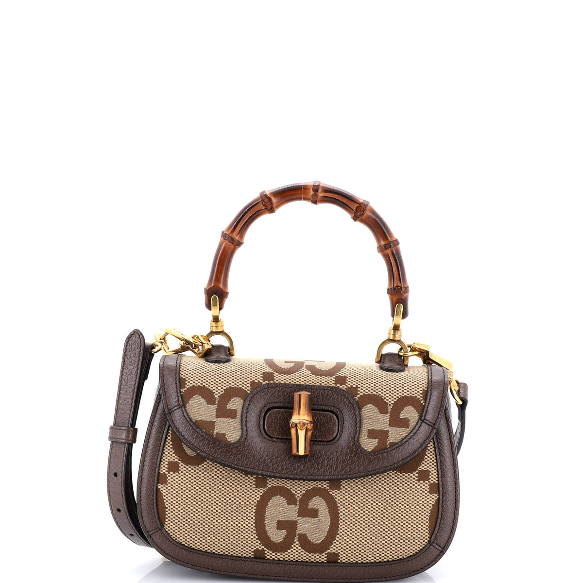 Gucci GUCCI Bamboo 1947 Top Handle Bag Jumbo GG Canvas Small