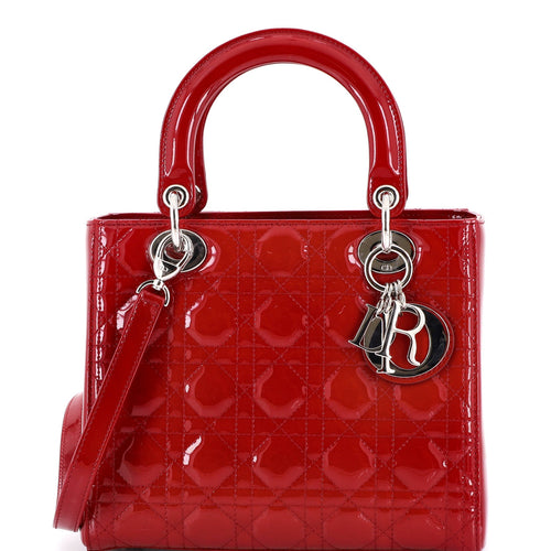 Lady Dior Bag Cannage Quilt Patent Medium