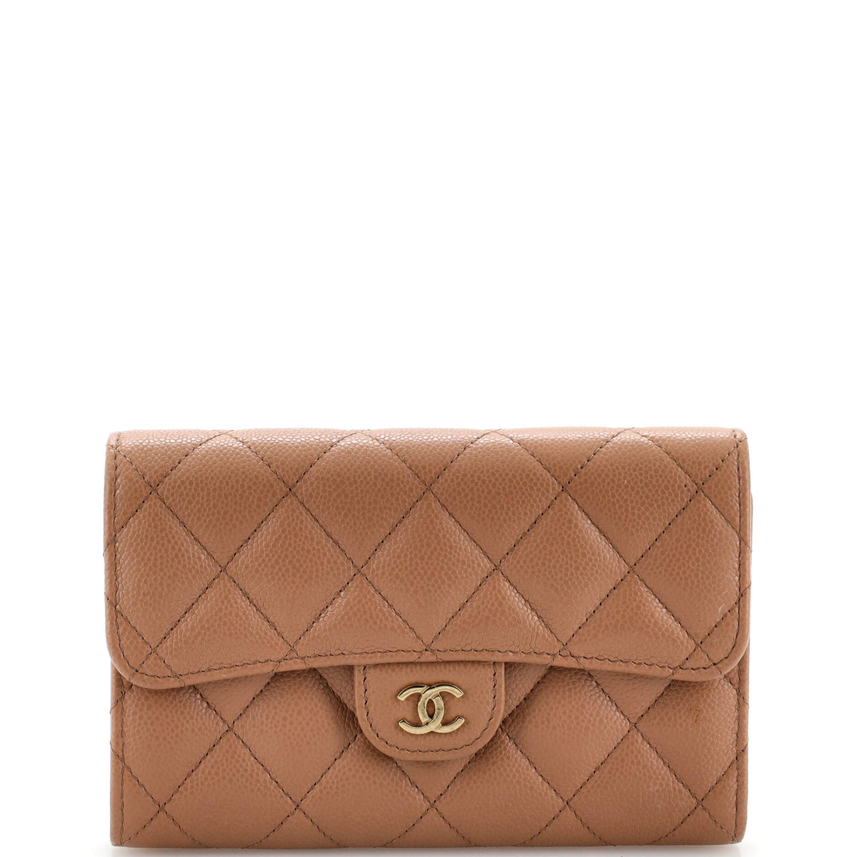 Chanel CHANEL Trifold Classic Flap Wallet Quilted Caviar Medium