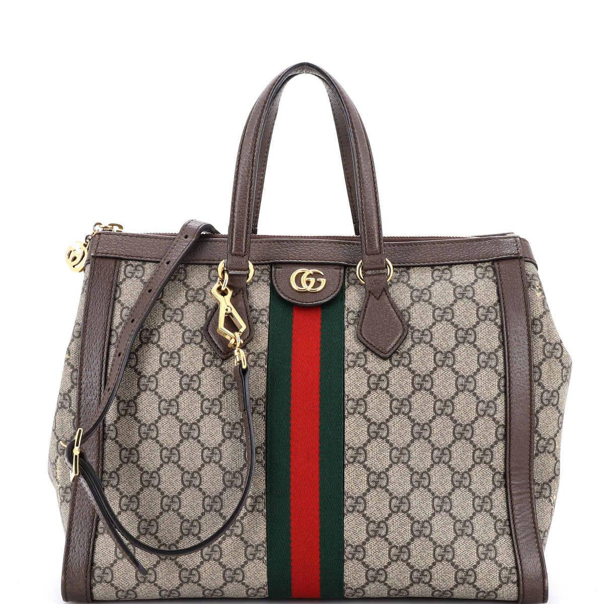 Gucci GUCCI Ophidia Top Handle Tote GG Coated Canvas Medium