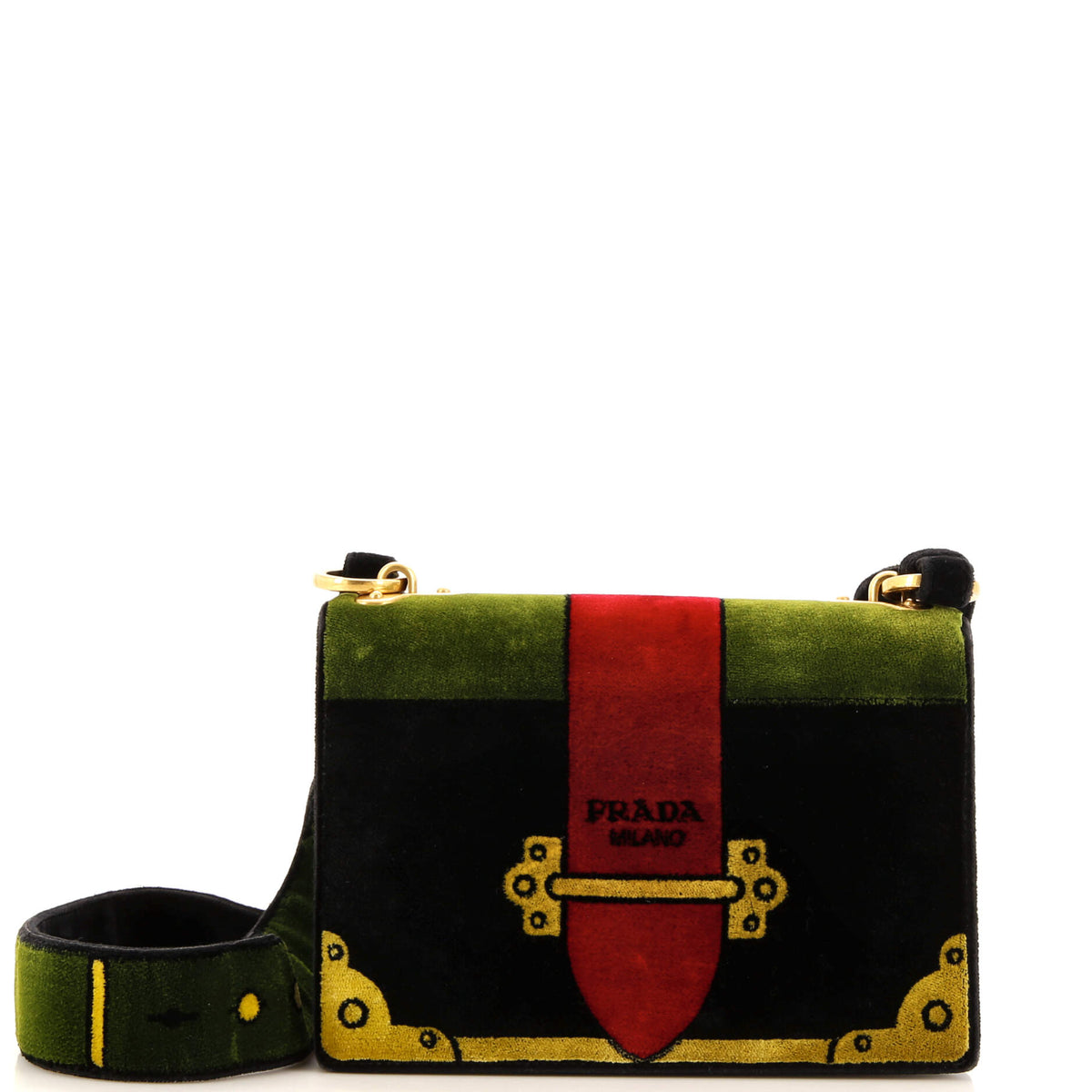 Prada PRADA Cahier Crossbody Bag Printed Velvet Small