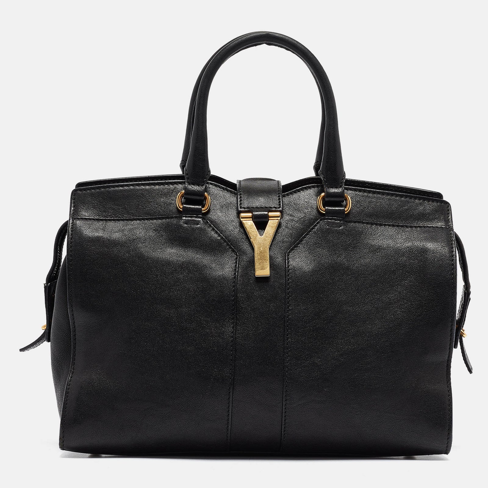 Saint Laurent Paris Saint Laurent Black Leather Small Ligne Y Cabas Chyc Tote