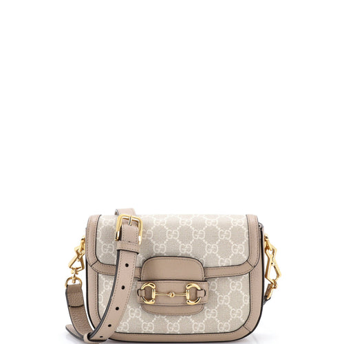 GUCCI Horsebit 1955 Shoulder Bag GG Coated Canvas with Leather Mini
