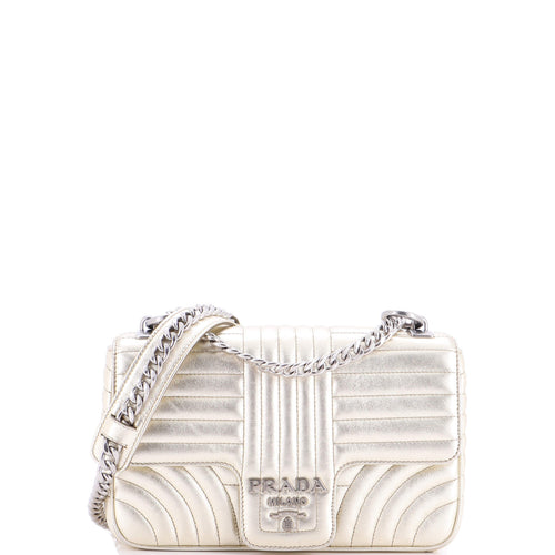 PRADA Chain Flap Shoulder Bag Diagramme Quilted Leather Medium