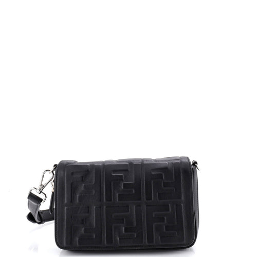 FENDI Expandable Flap Bag Zucca Embossed Leather