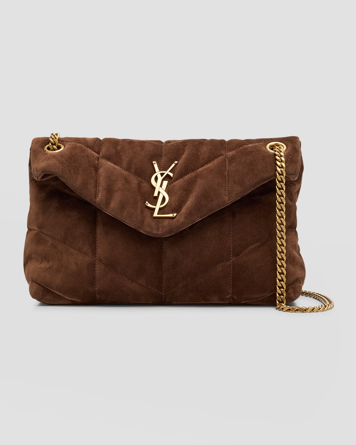 Saint Laurent Lou Puffer Small YSL Shoulder Bag in Quilted Suede