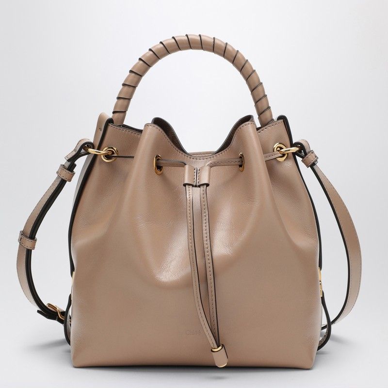 Chloé Women's Marcie Bucket Bag In Deep Leather in Beige | CHC24AS606N57