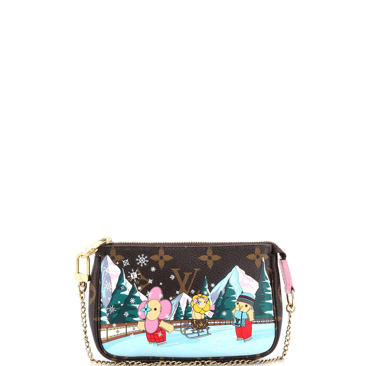 Louis Vuitton Pochette Accessoires Limited Edition Vivienne Xmas Monogram Canvas Mini