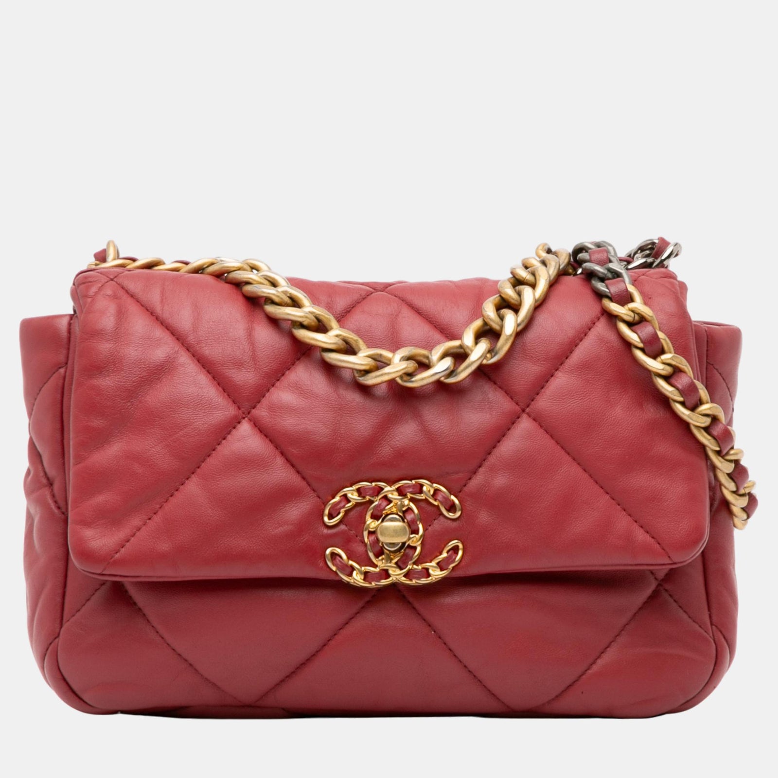 Chanel Rote mittelgroße Lammledertasche 19