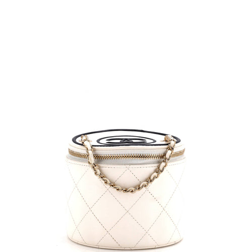 CHANEL CC Round Vanity Case with Chain Quilted Lambskin Mini