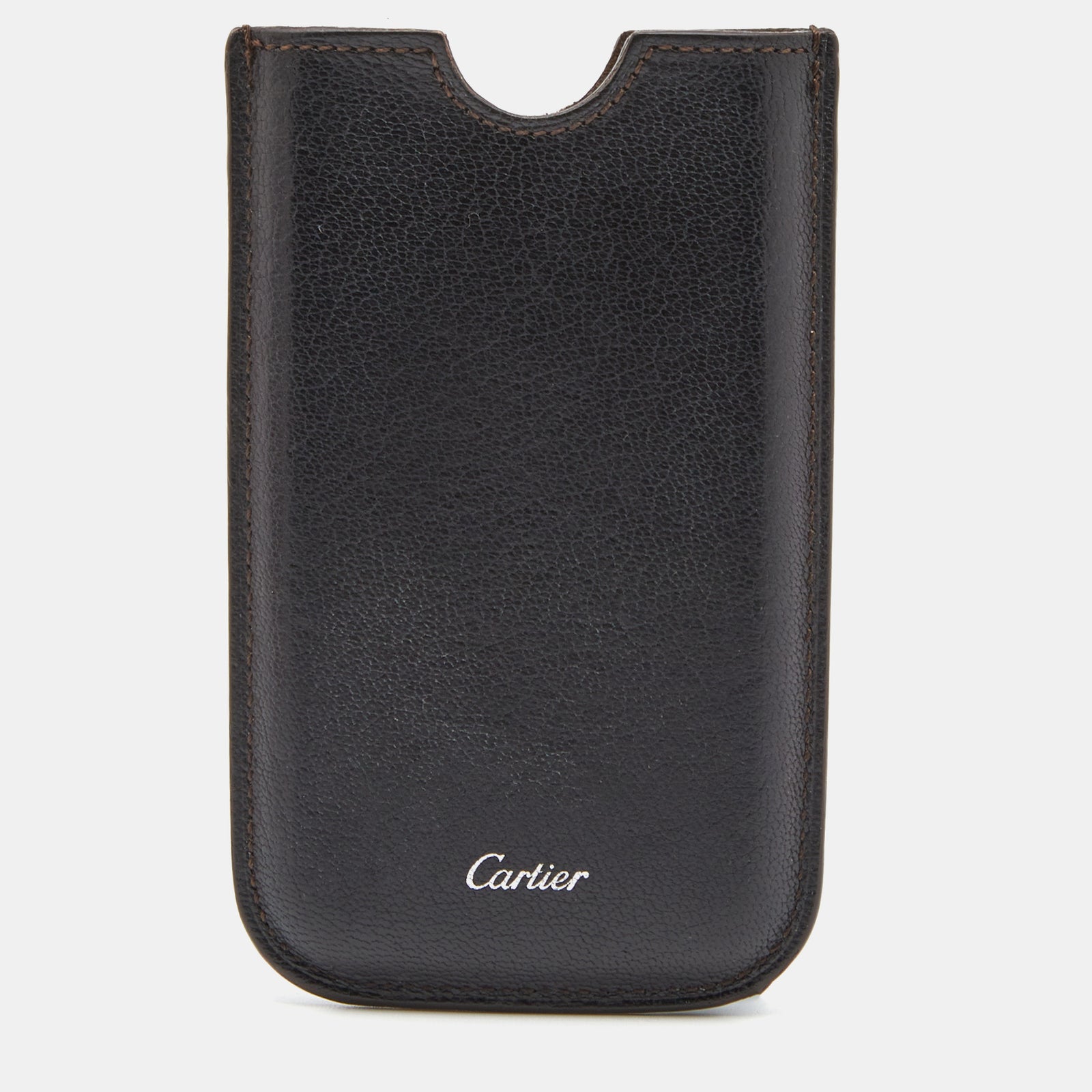 Cartier Dark Brown Leather Phone Case