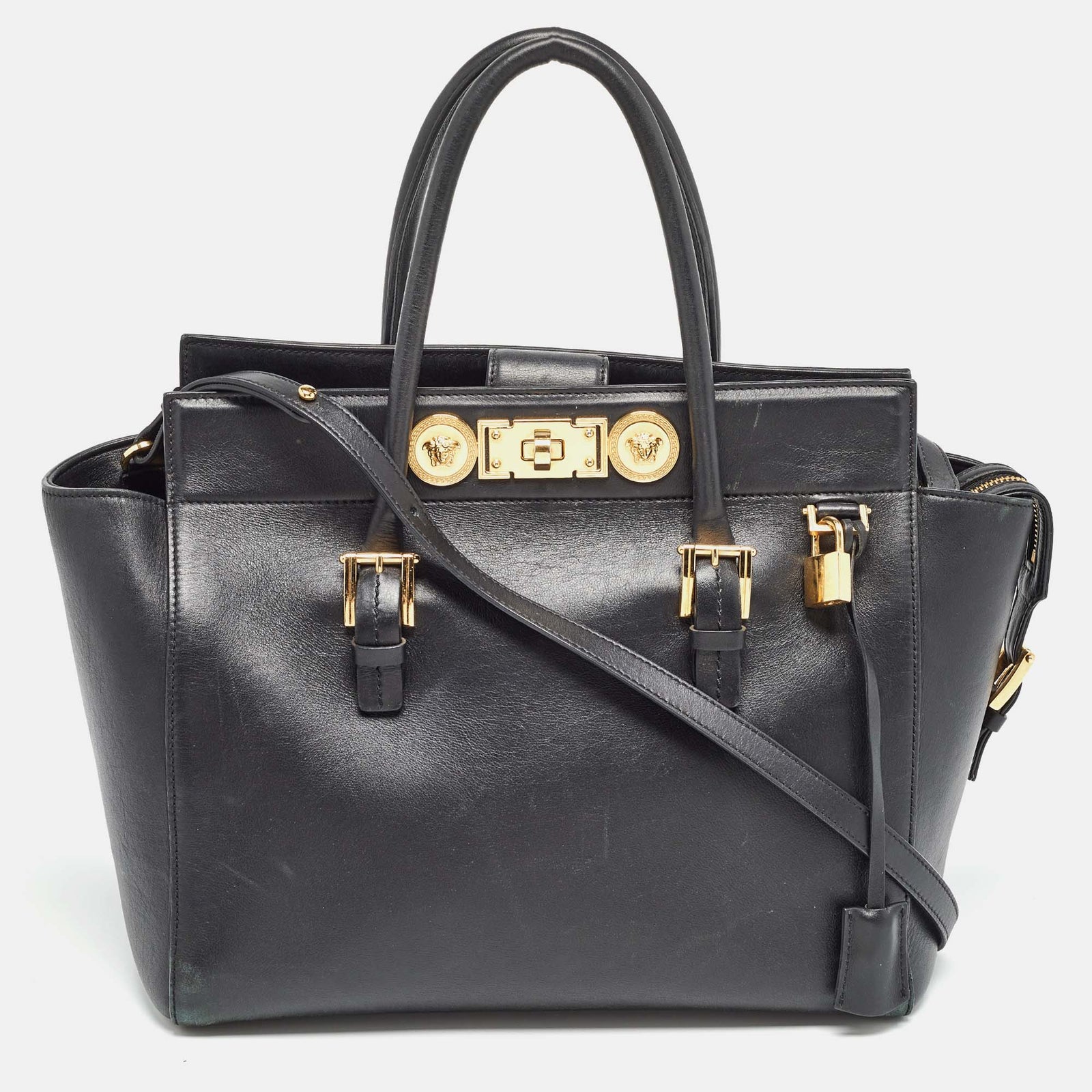 Versace Black Leather Medusa Tote