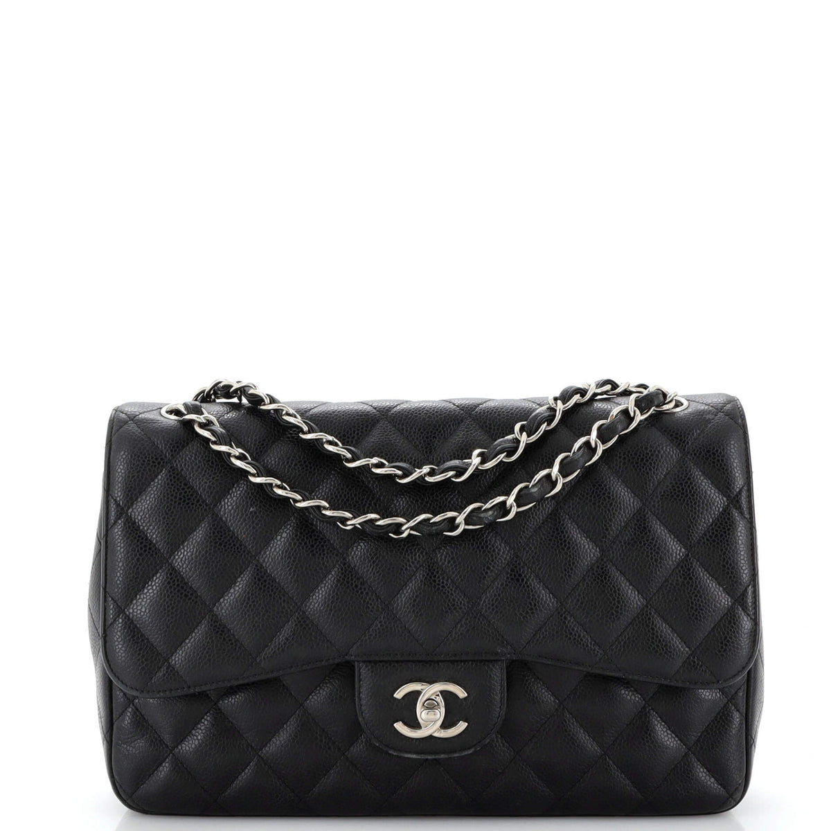 Chanel CHANEL Classic Double Flap Bag Quilted Caviar Jumbo
