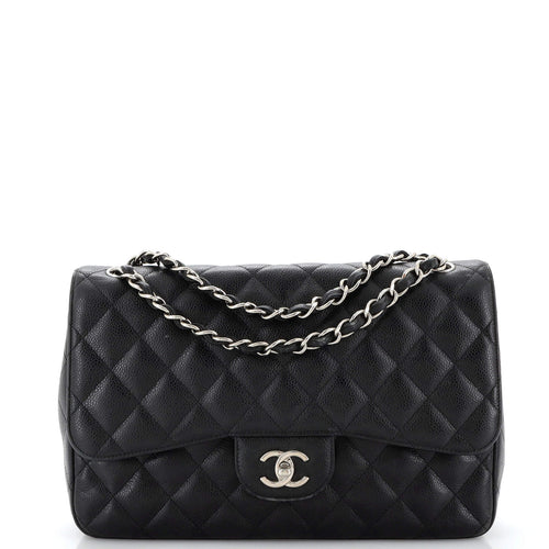 CHANEL Classic Double Flap Bag Quilted Caviar Jumbo