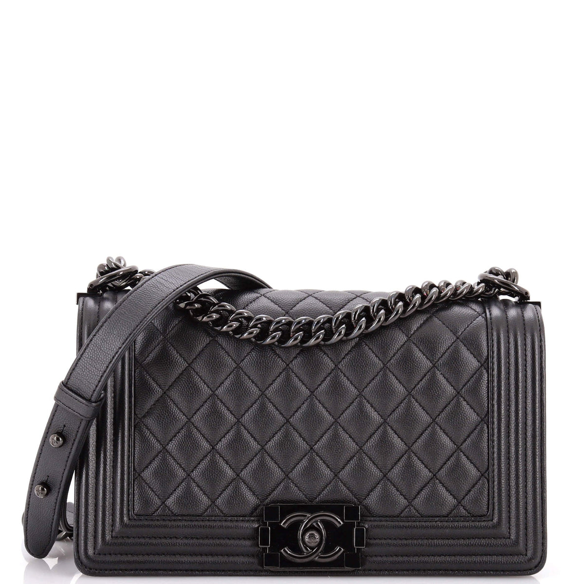 Chanel CHANEL So Black Boy Flap Bag Quilted Caviar Old Medium