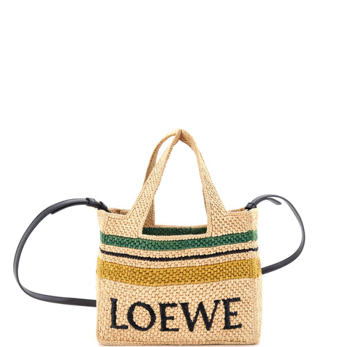 LOEWE Paula's Ibiza Logo Convertible Tote Raffia Small