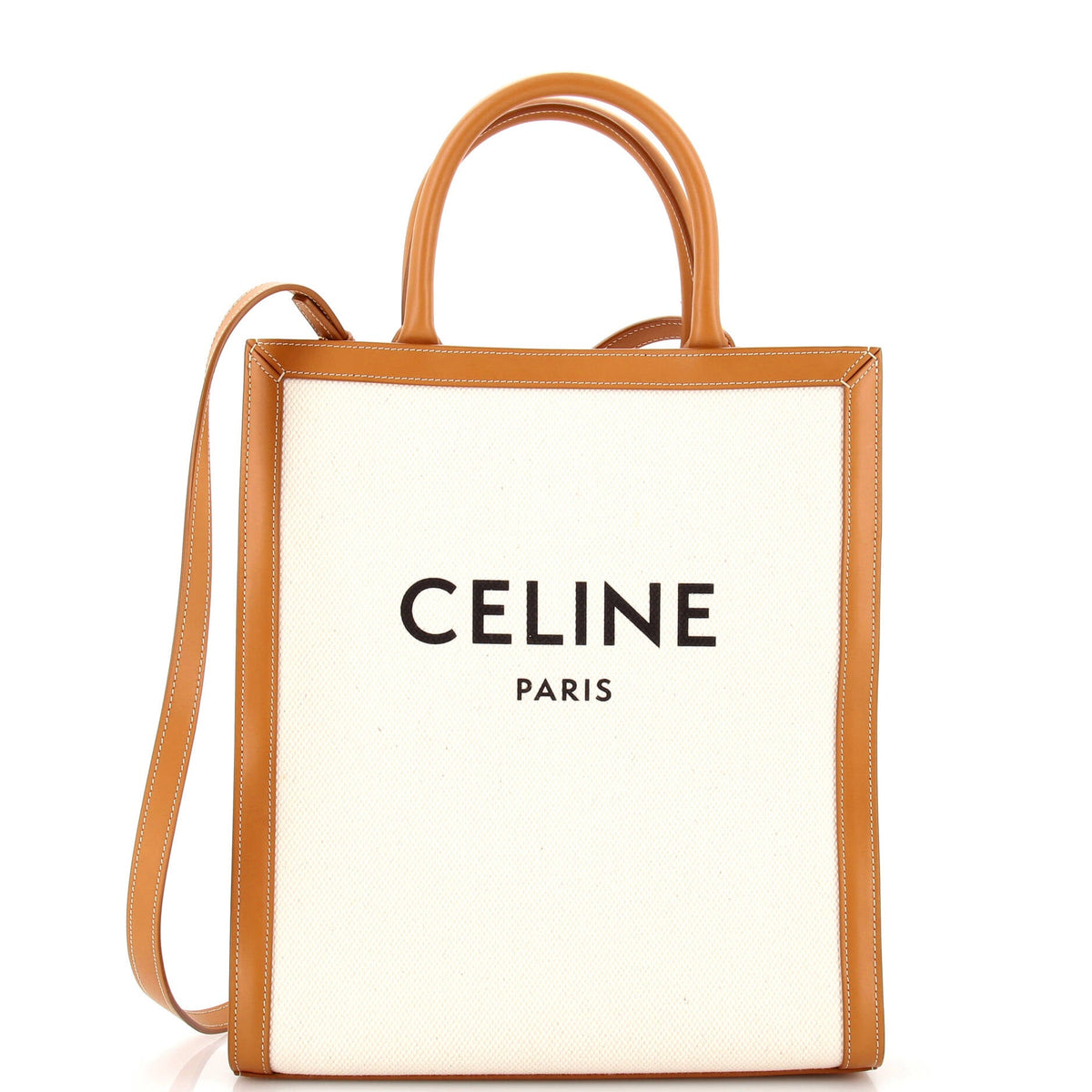 Celine CELINE Vertical Cabas Tote Canvas with Leather Small