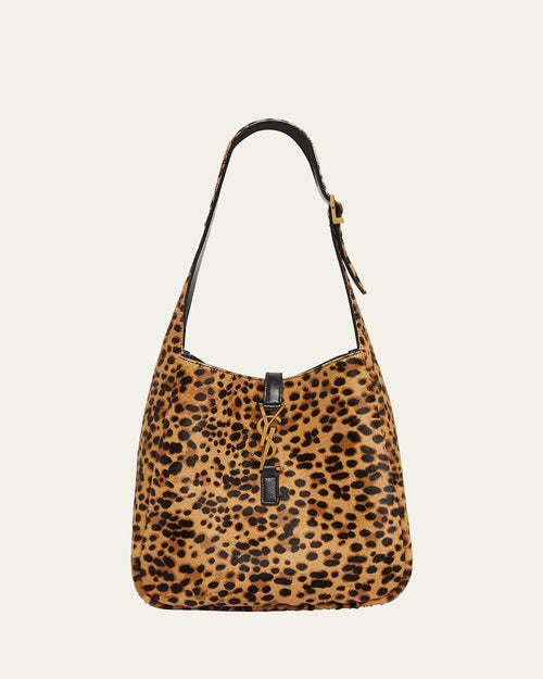 Le 5 A 7 Small Hobo Bag in Leopard-Print Calf Hair