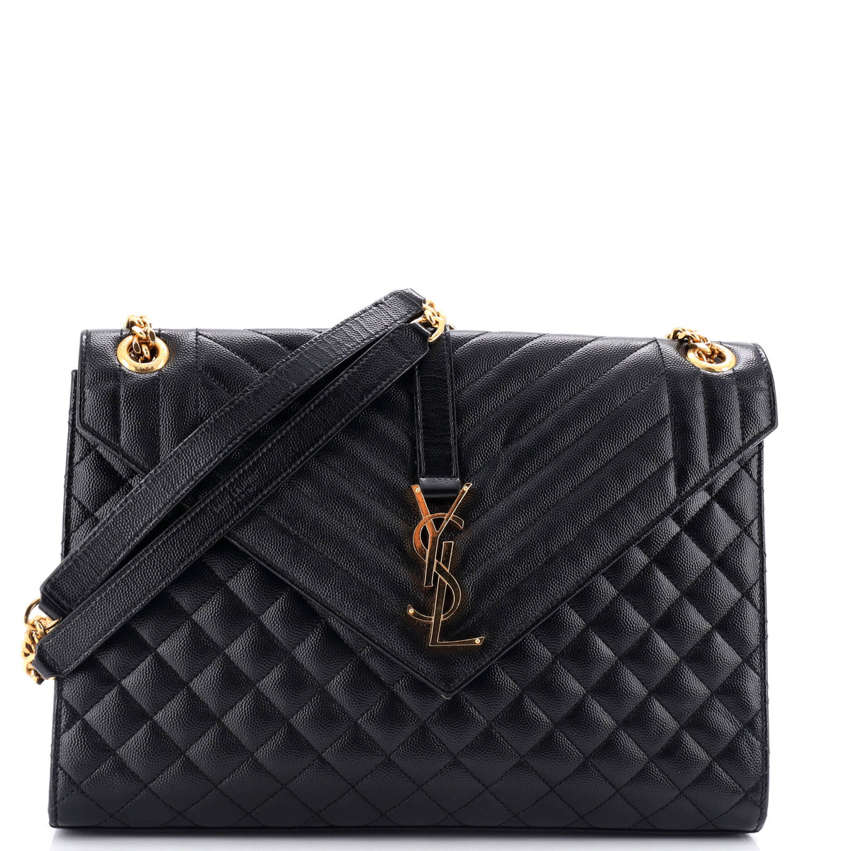 Saint Laurent Classic Monogram Envelope Satchel Mixed Matelasse Leather Large