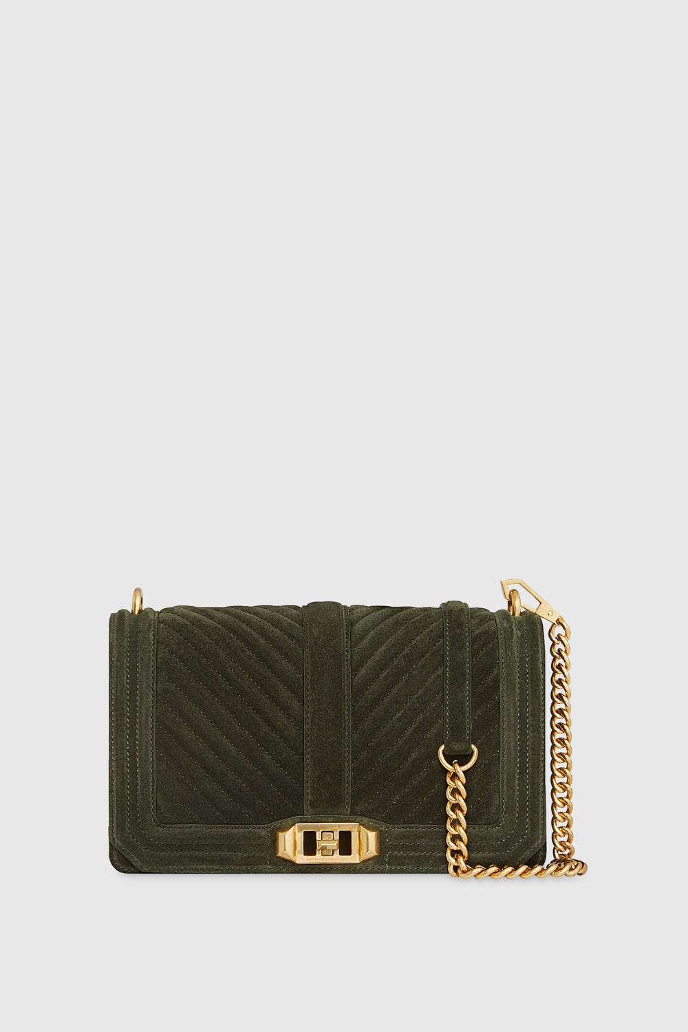 Rebecca Minkoff Chevron Quilted Love Crossbody Bag In Moss