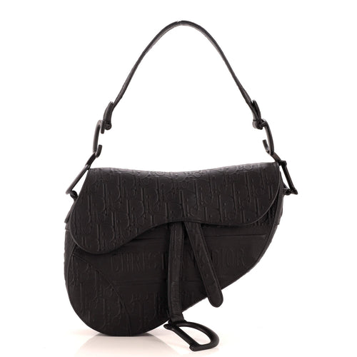 Saddle Handbag Oblique Embossed Calfskin Medium