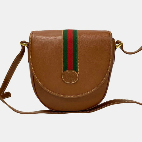 Brown Leather Sherry Line GG Shoulder Bag