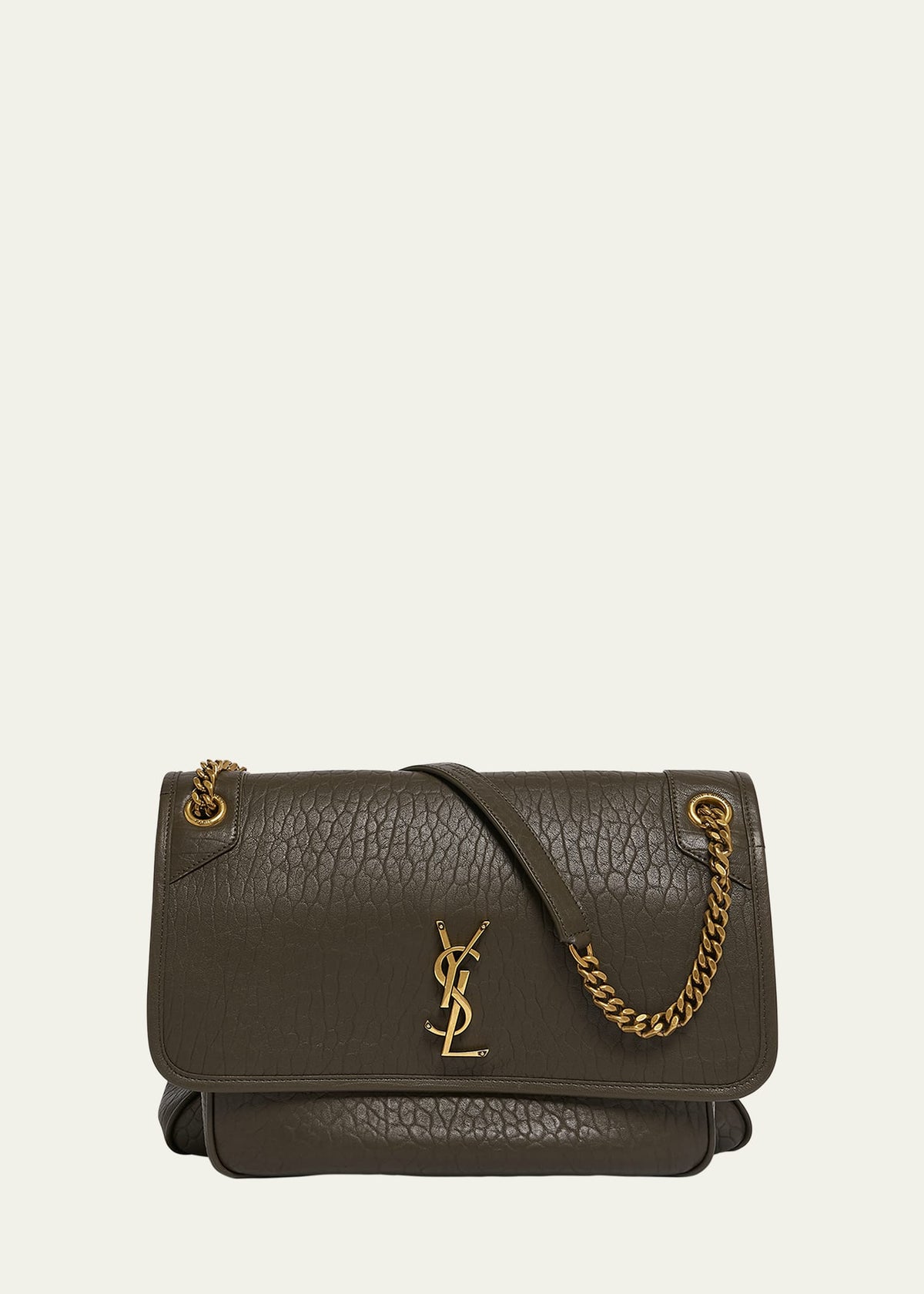 Saint Laurent Niki Large YSL Crossbody Bag in Lambskin Leather