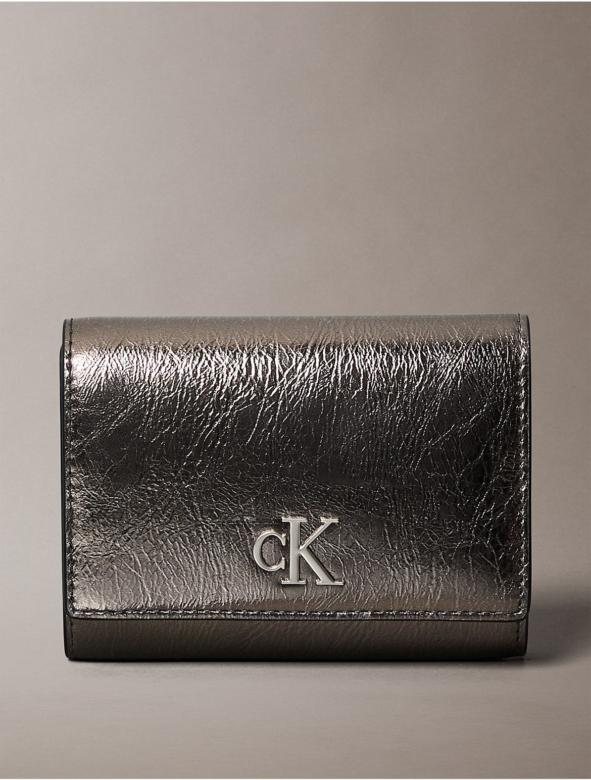 Calvin Klein Women's Archive Hardware Reflective Trifold Wallet - Metallic