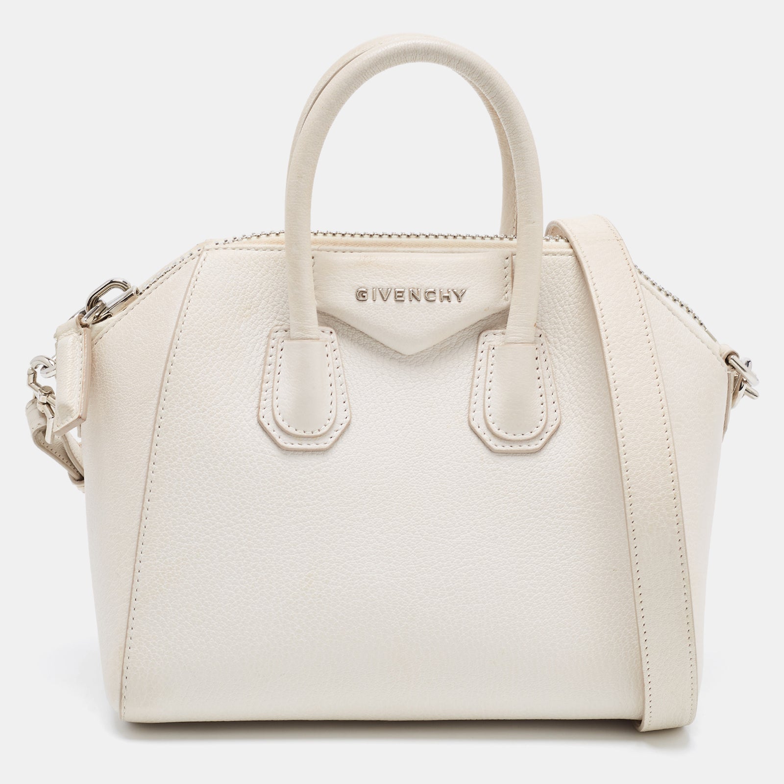 Givenchy Off White Leather Mini Antigona Satchel