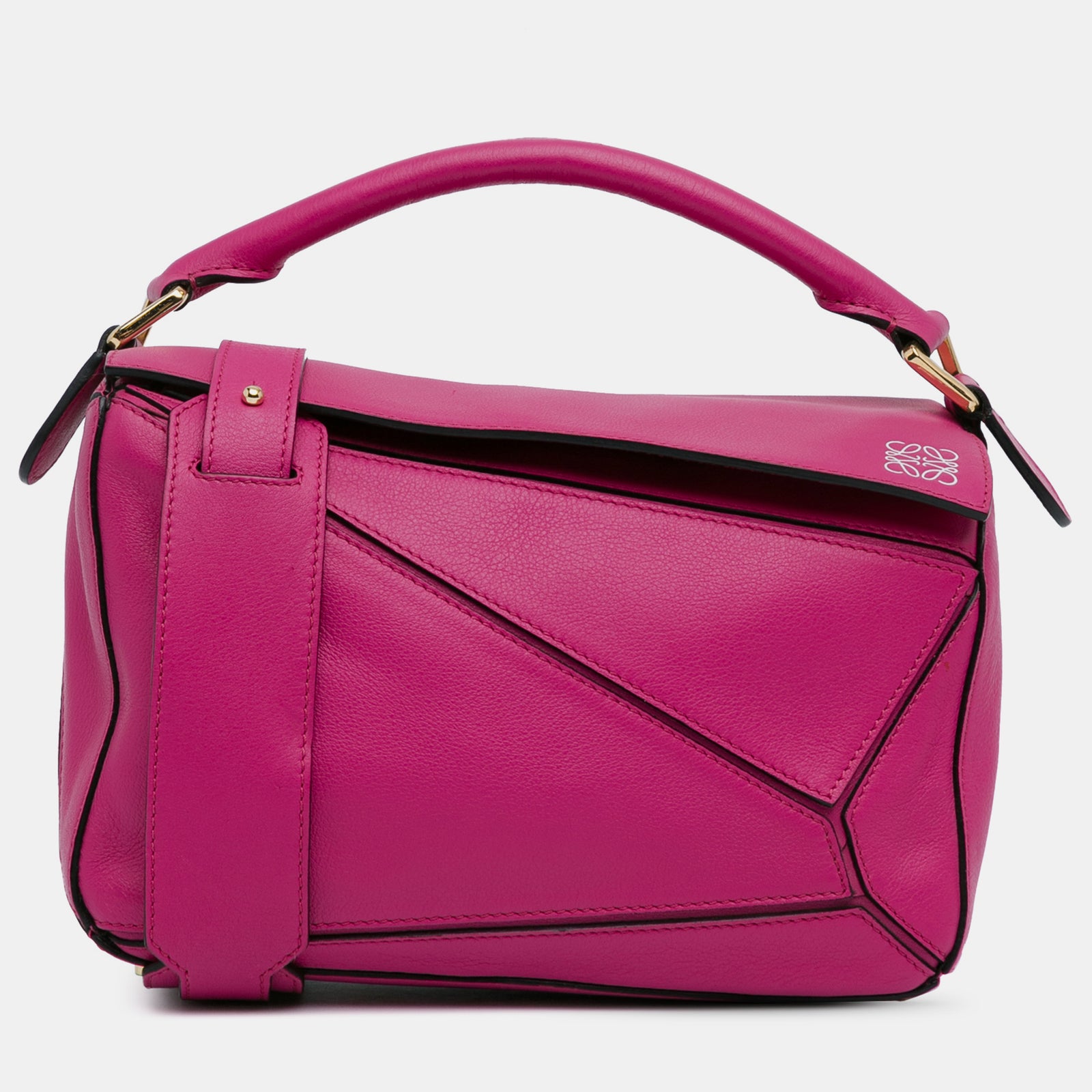 Loewe Kleine Puzzle-Schultertasche aus rosa Leder