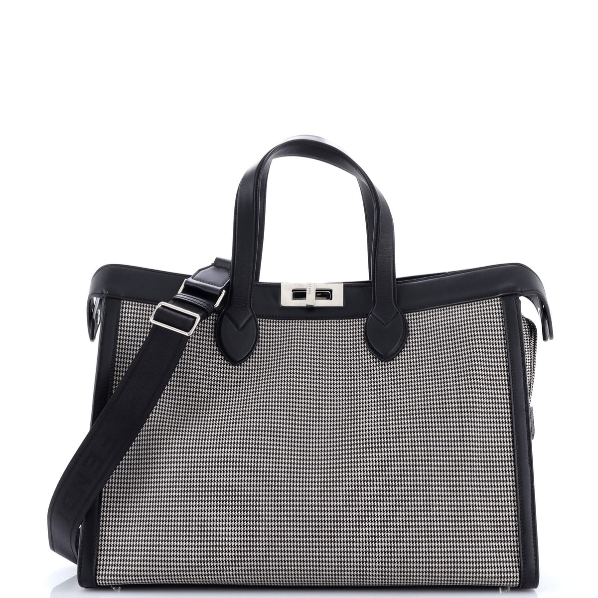 Fendi FENDI Peekaboo ISeeU Forty8 Handbag Houndstooth Wool