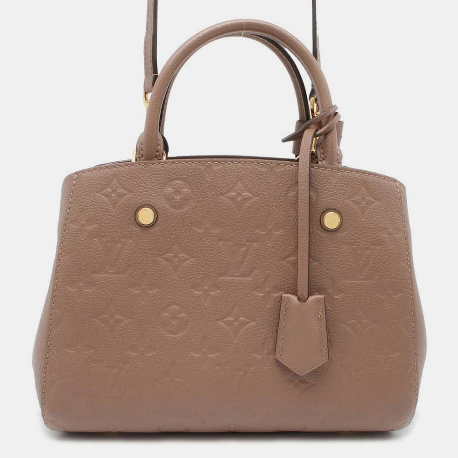 Louis Vuitton Sac Montaigne Taupe en Cuir Empreinte Monogramme Gris BB