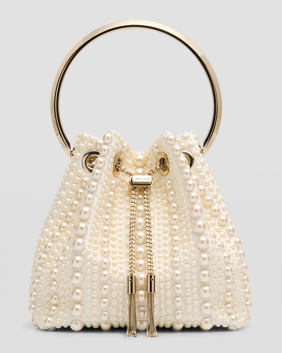 Jimmy Choo Bon Bon Pearly Satin Bucket Bag