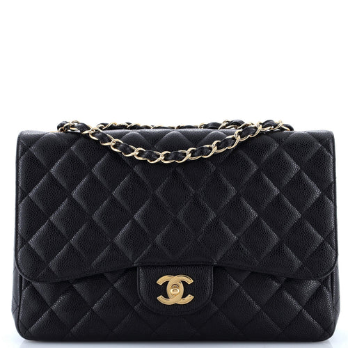 CHANEL Classic Single Flap Bag Quilted Caviar Jumbo