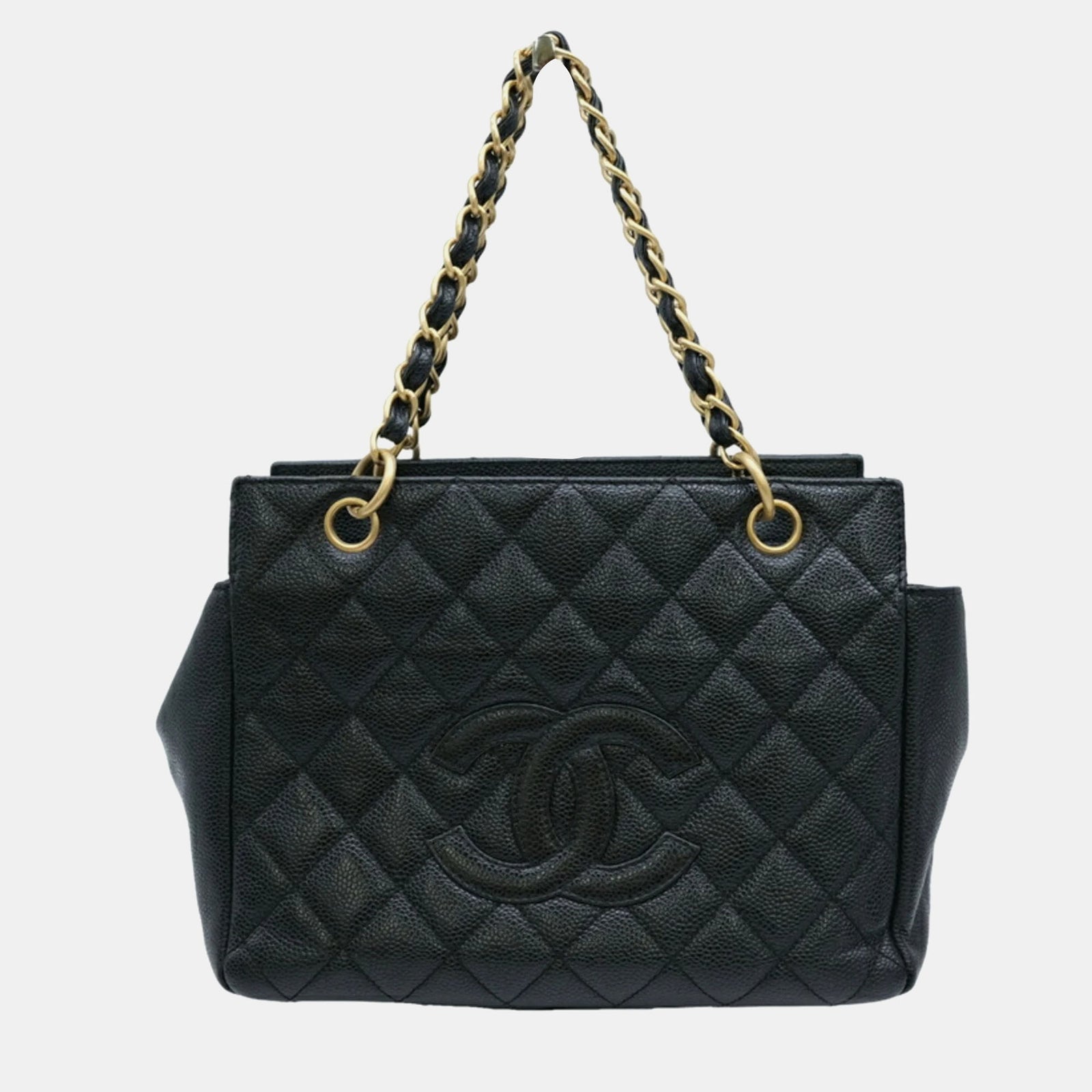 Chanel Sac fourre-tout CC en cuir caviar noir