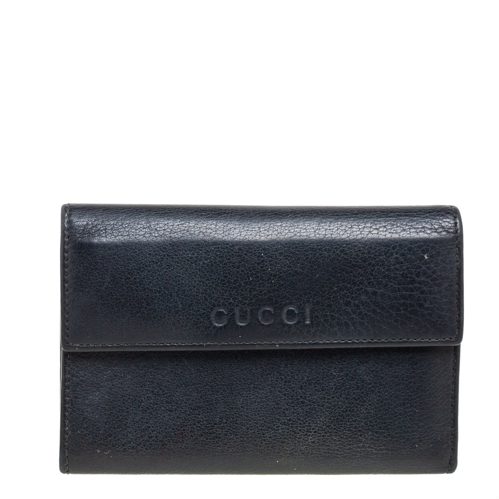 Gucci Black Leather French Trifold Wallet