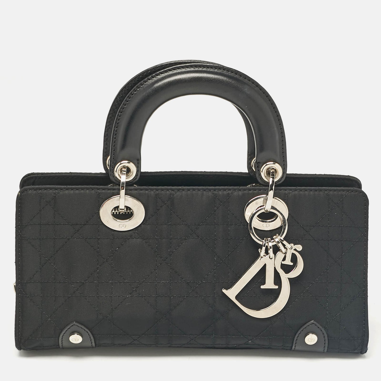 Dior Lady D-Joy Tasche aus schwarzem Cannage-Stoff und Leder