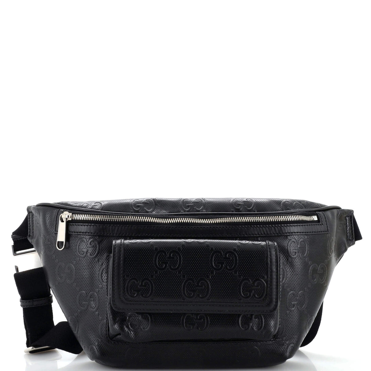 Gucci GUCCI Front Pocket Belt Bag GG Embossed Perforated Leather