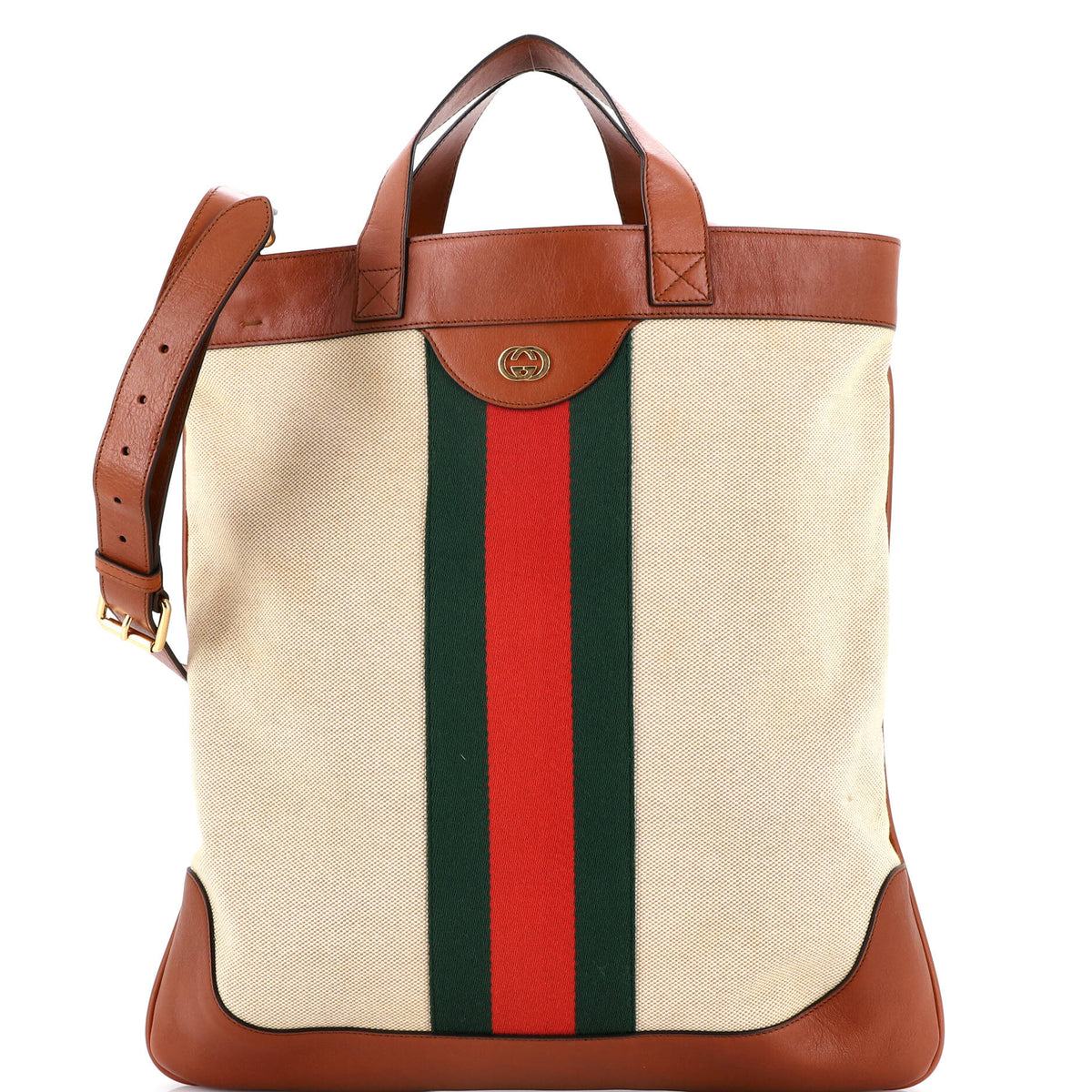 Gucci GUCCI Shopping Tote Vintage Web Canvas Large