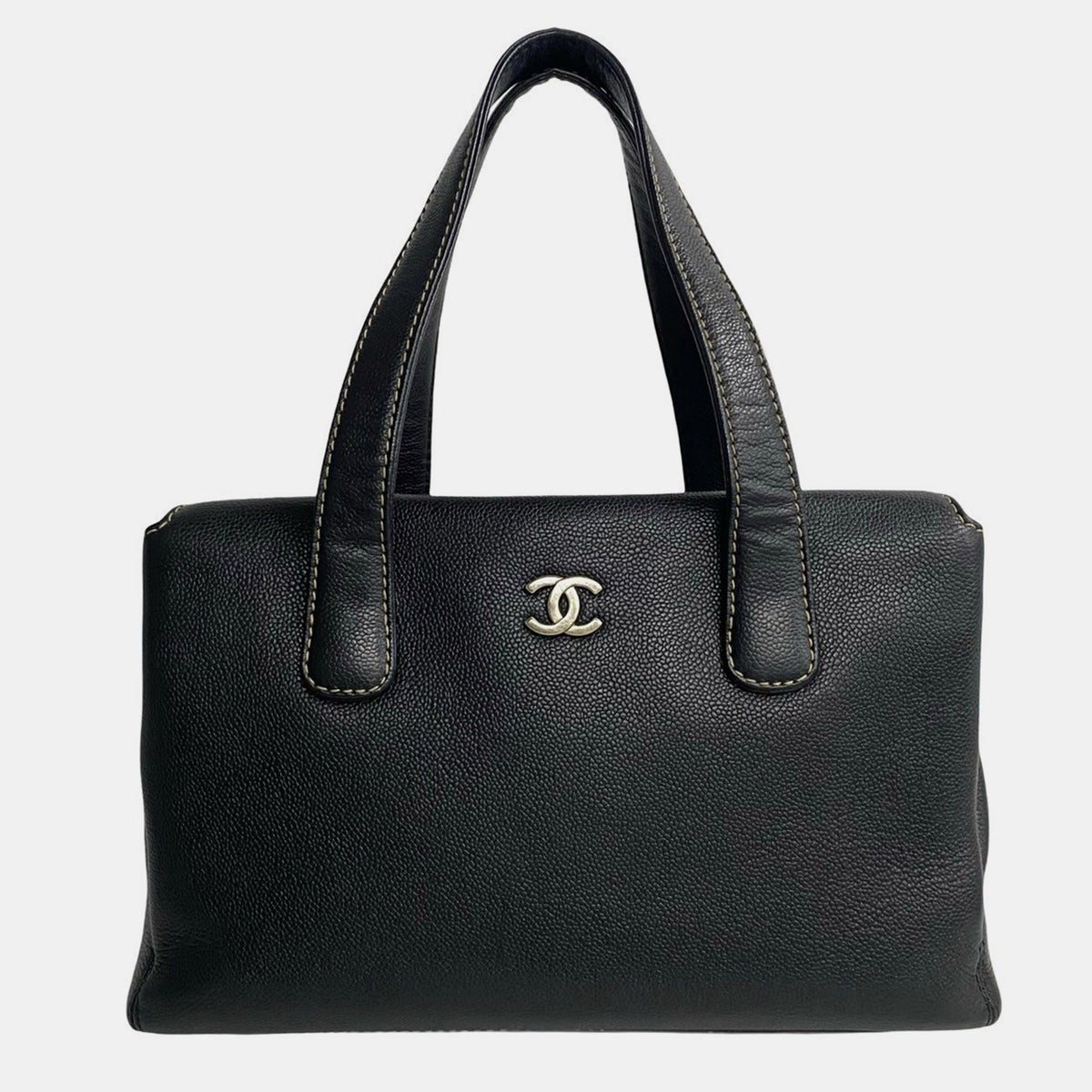 Chanel Black Leather Caviar CC Tote Bag