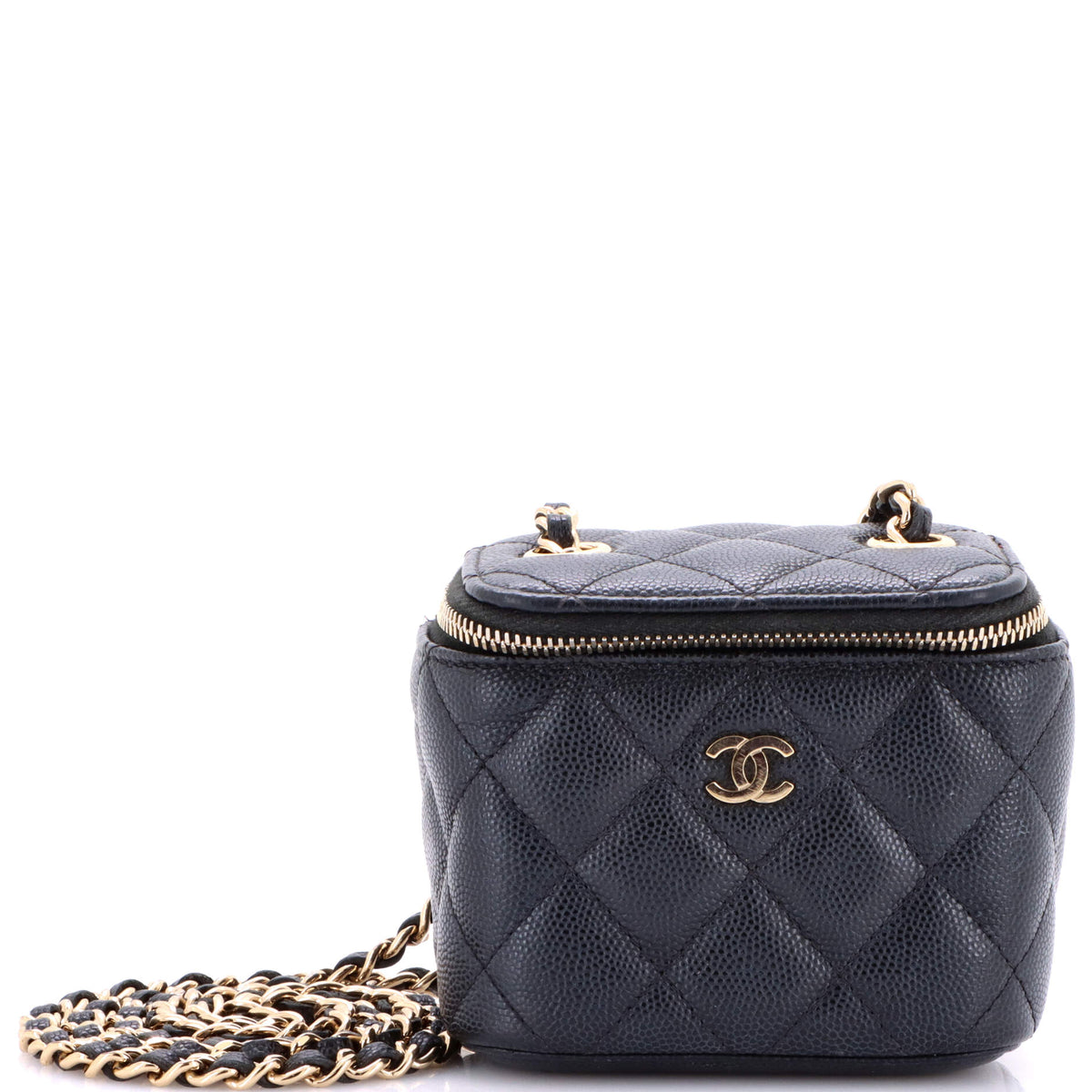 Chanel CHANEL Classic Vanity Case with Chain Quilted Caviar Mini